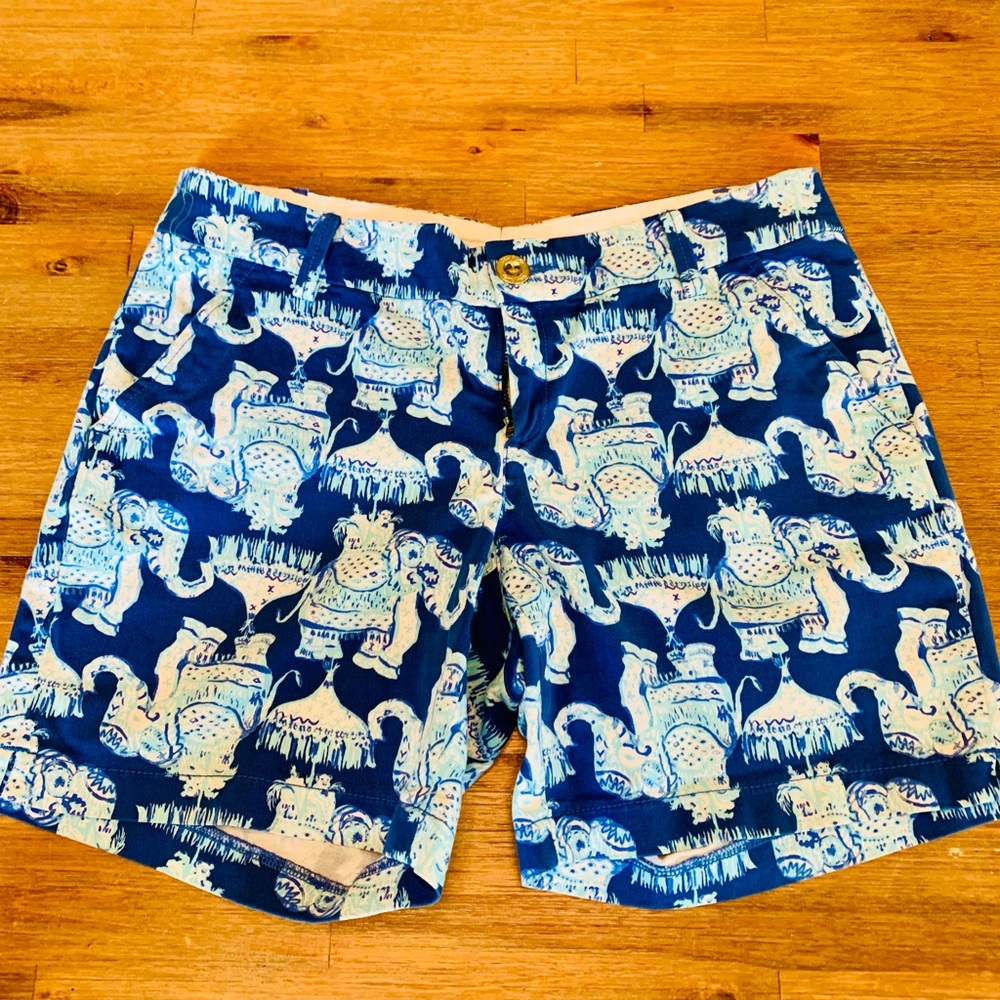 Lilly Pulitzer Blue Elephant Print Shorts